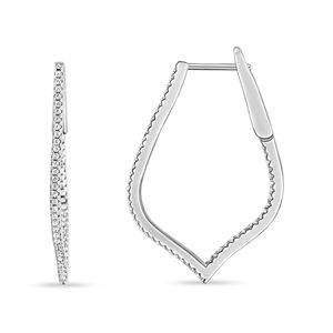 Sterling Silver and CZ Inside/Outside Scalloped Hoops